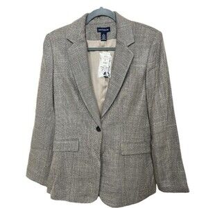 Ann Taylor Taupe Herringbone Blazer